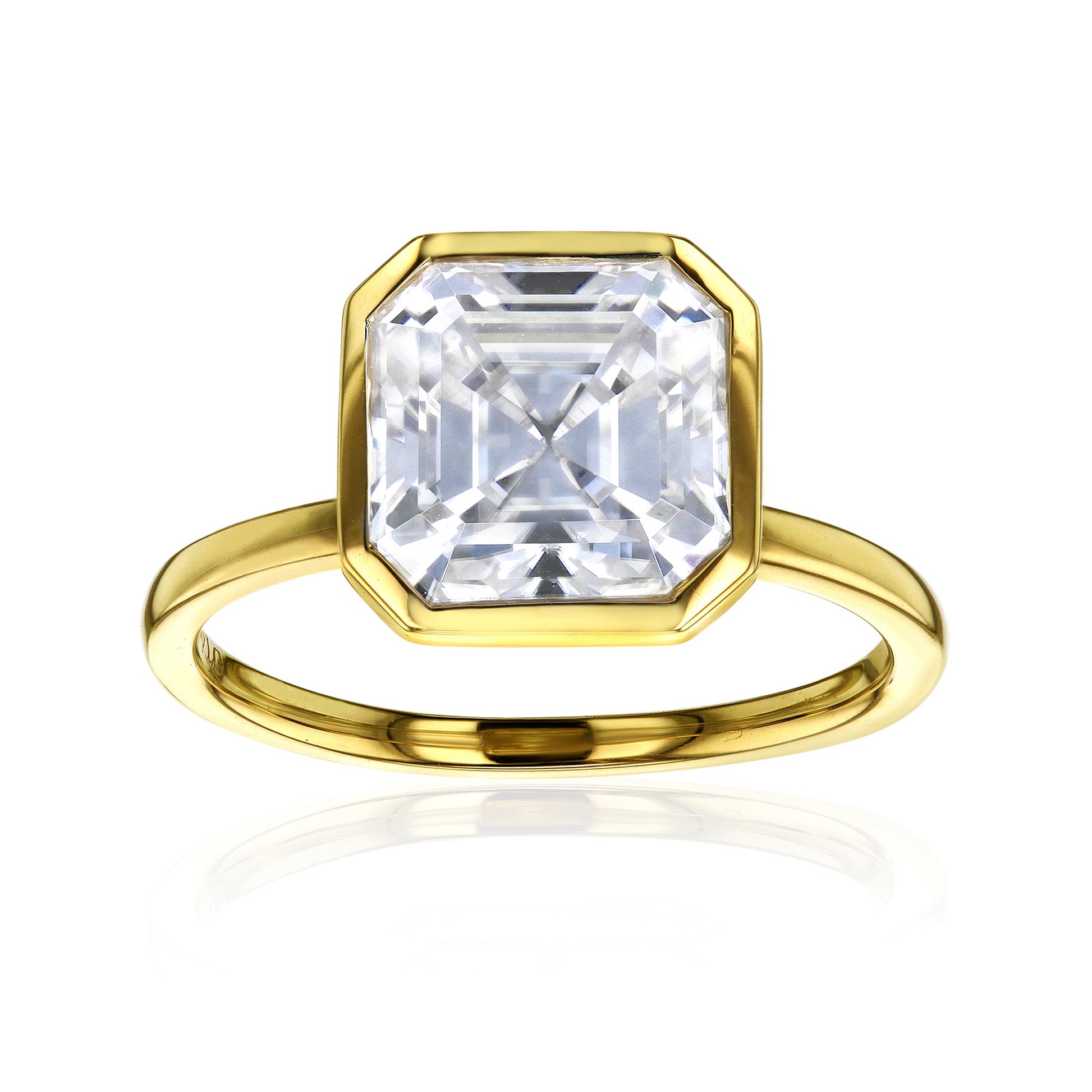 Lab Grown Diamond Solitaire Asscher Bezel Ring