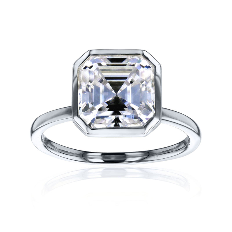Lab Grown Diamond Solitaire Asscher Bezel Ring