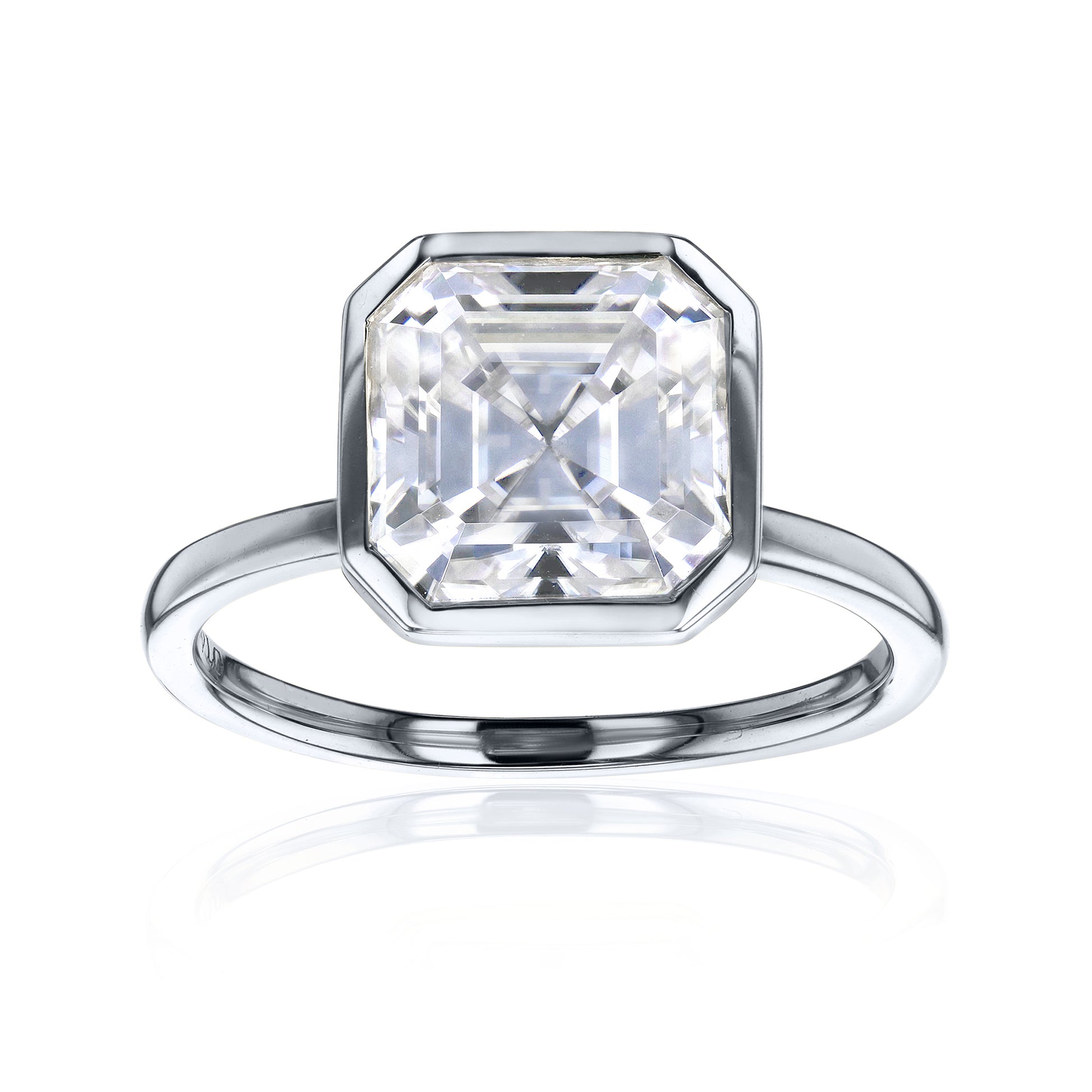 Lab Grown Diamond Solitaire Asscher Bezel Ring