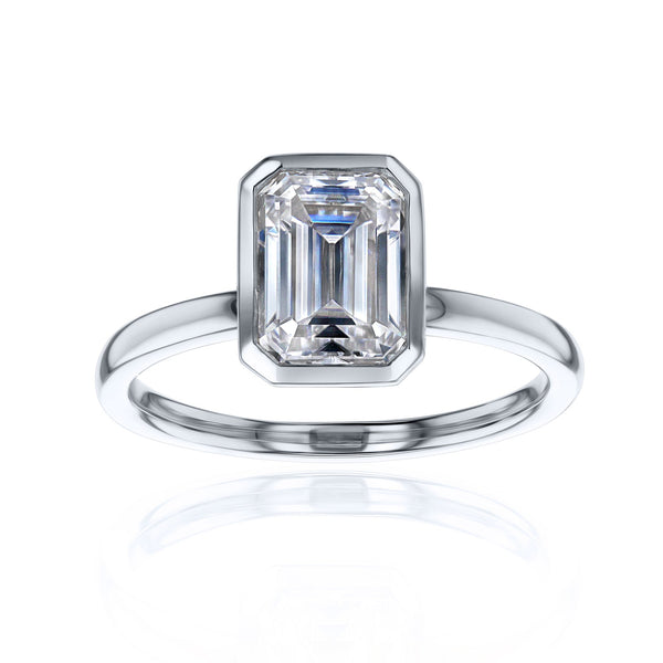 Kobelli 1.75ct Emerald Diamond Bezel Solitaire Engagement Ring