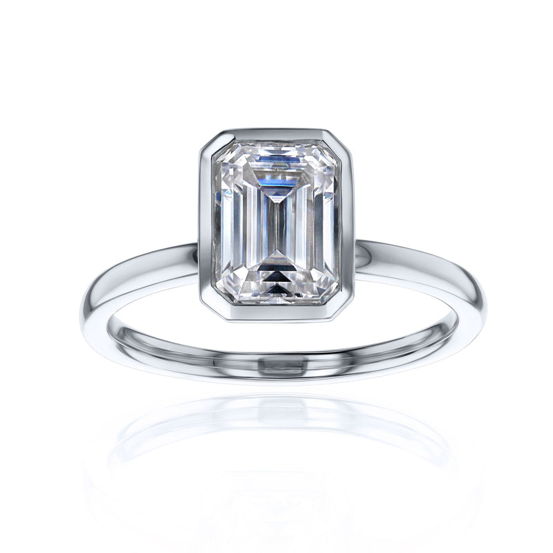Kobelli 1.75ct Emerald Diamond Bezel Solitaire Engagement Ring