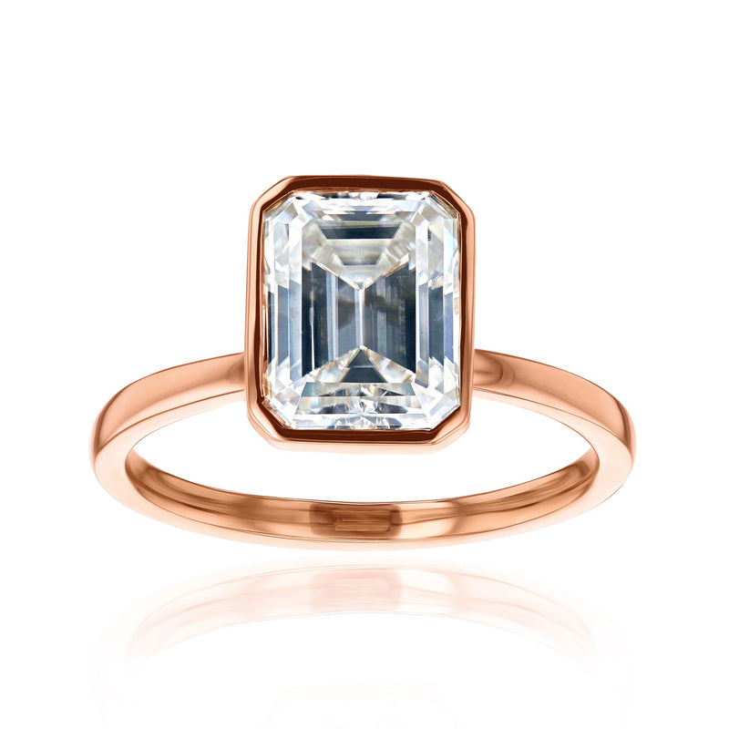 Kobelli 2.5ct Emerald Diamond Bezel Solitaire Engagement Ring