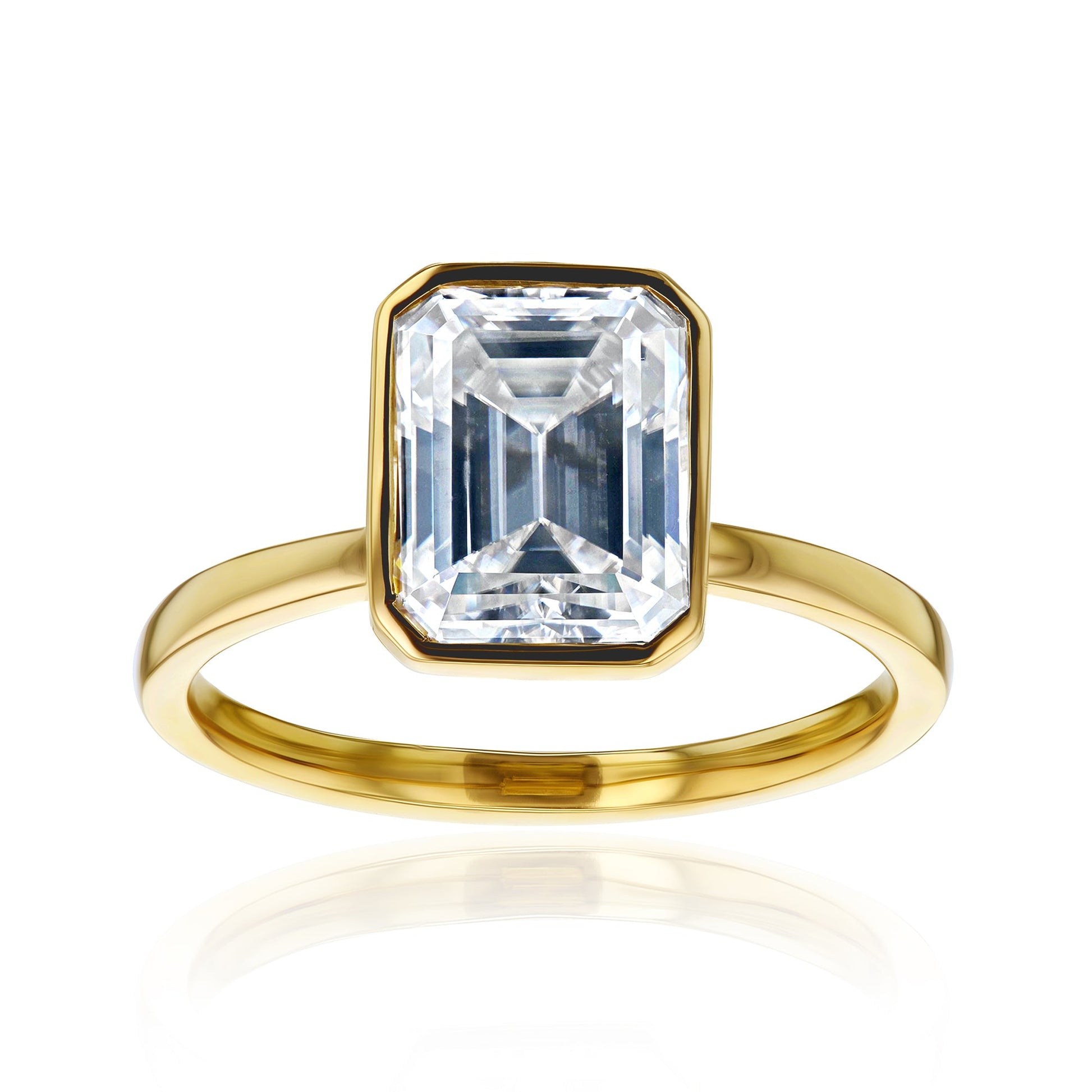 Kobelli 2.5ct Emerald Diamond Bezel Solitaire Engagement Ring