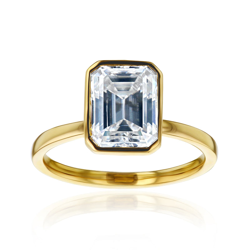 Kobelli 2.5ct Emerald Diamond Bezel Solitaire Engagement Ring