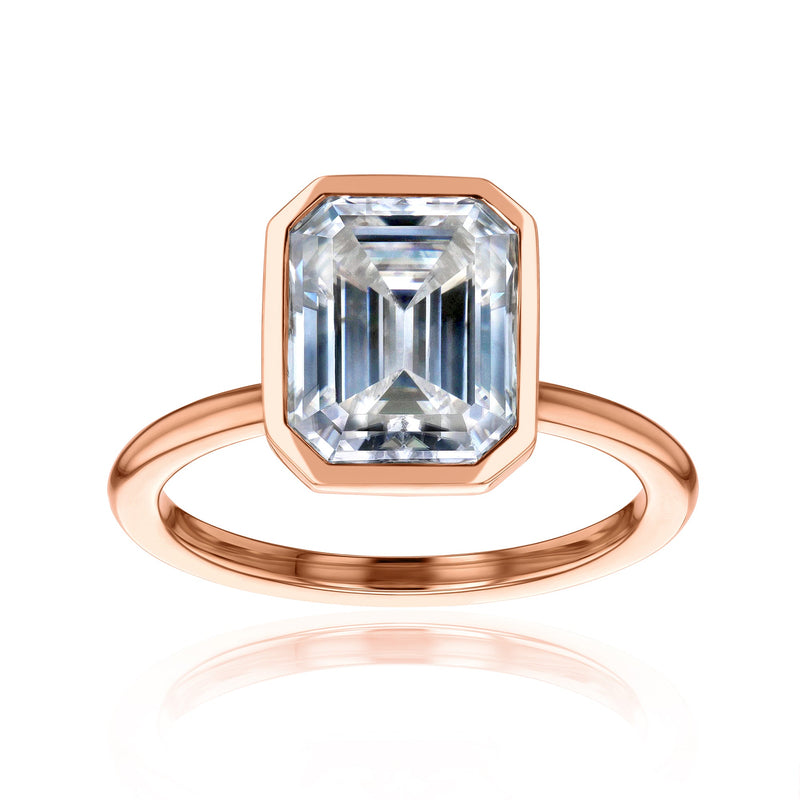 Kobelli 3.5ct Emerald Diamond Bezel Solitaire Engagement Ring