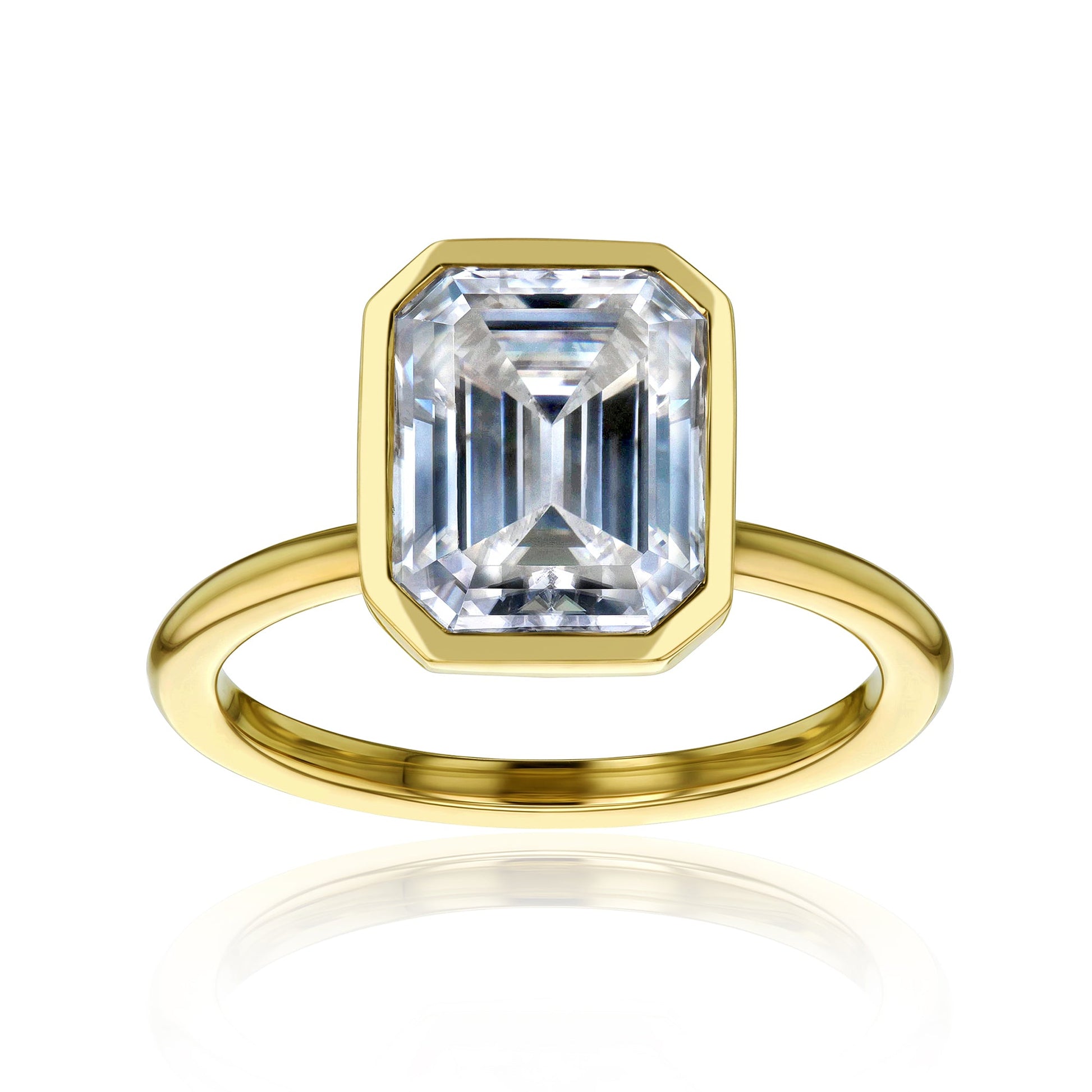 Kobelli 3.5ct Emerald Diamond Bezel Solitaire Engagement Ring