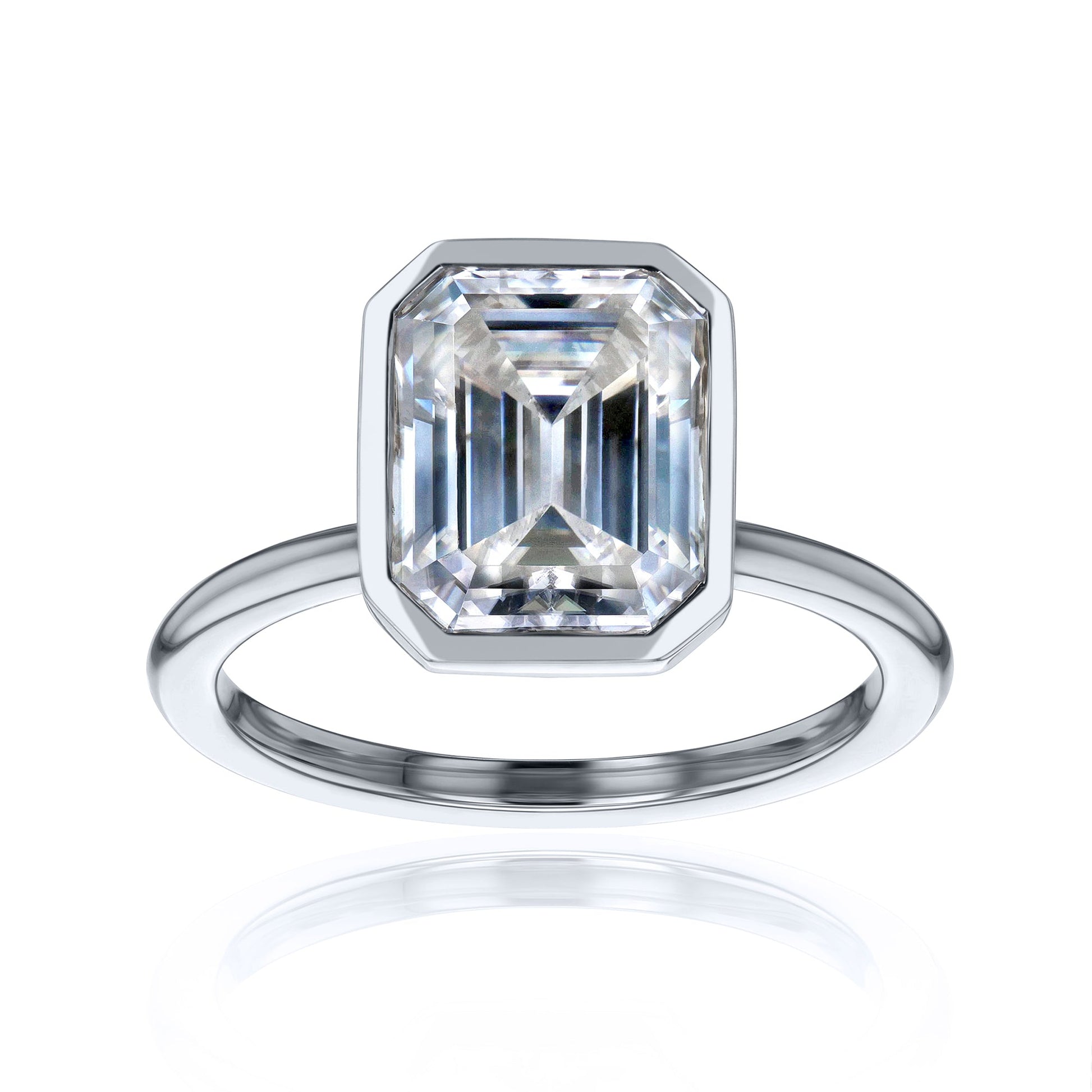 Kobelli 3.5ct Emerald Diamond Bezel Solitaire Engagement Ring