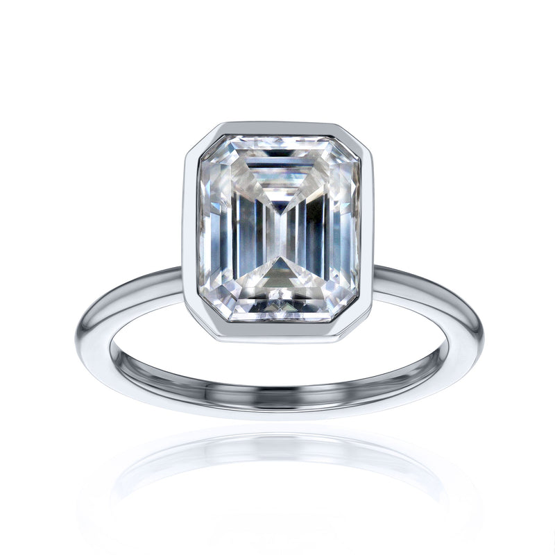 Kobelli 3.5ct Emerald Diamond Bezel Solitaire Engagement Ring