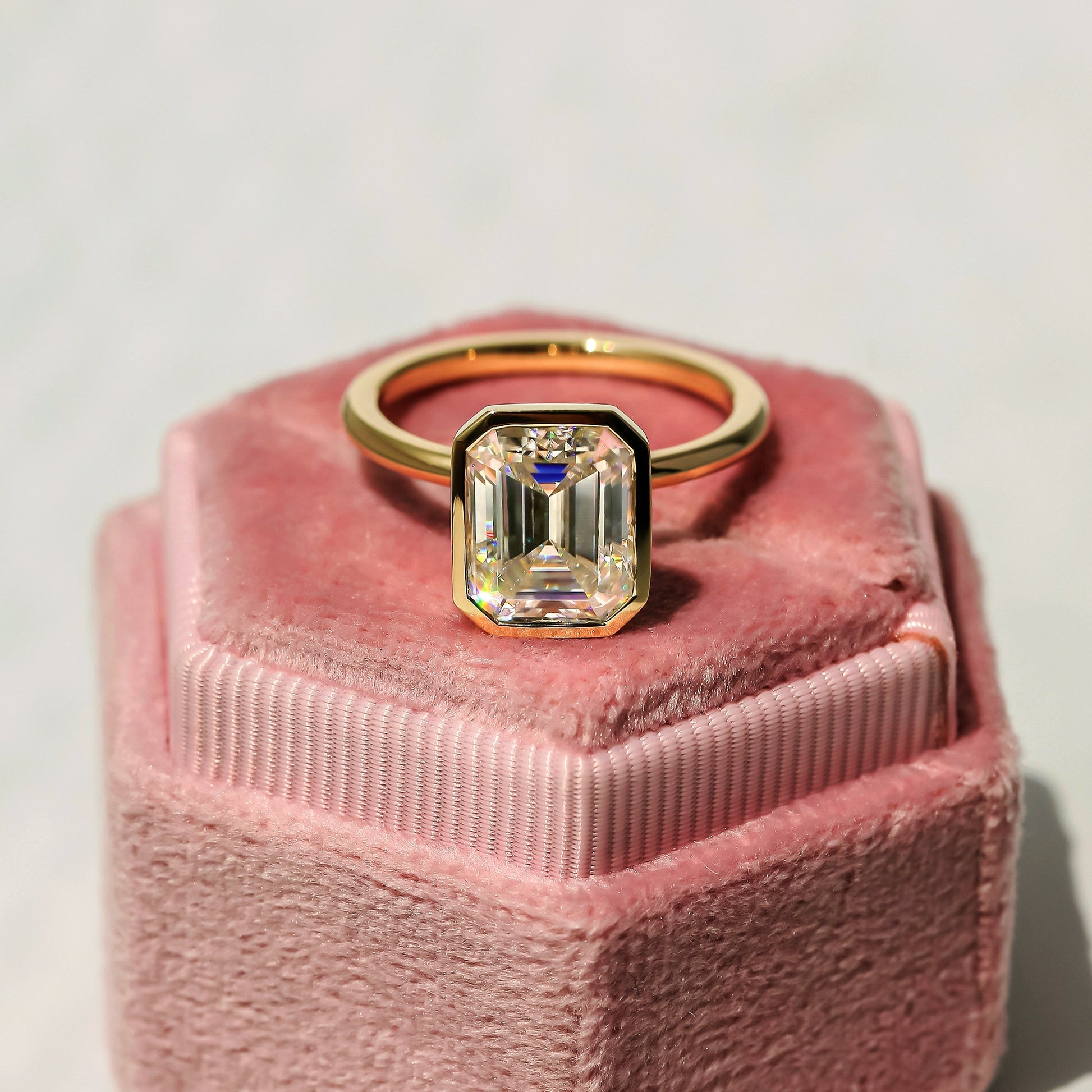 Kobelli 3.5ct Emerald Diamond Bezel Solitaire Engagement Ring