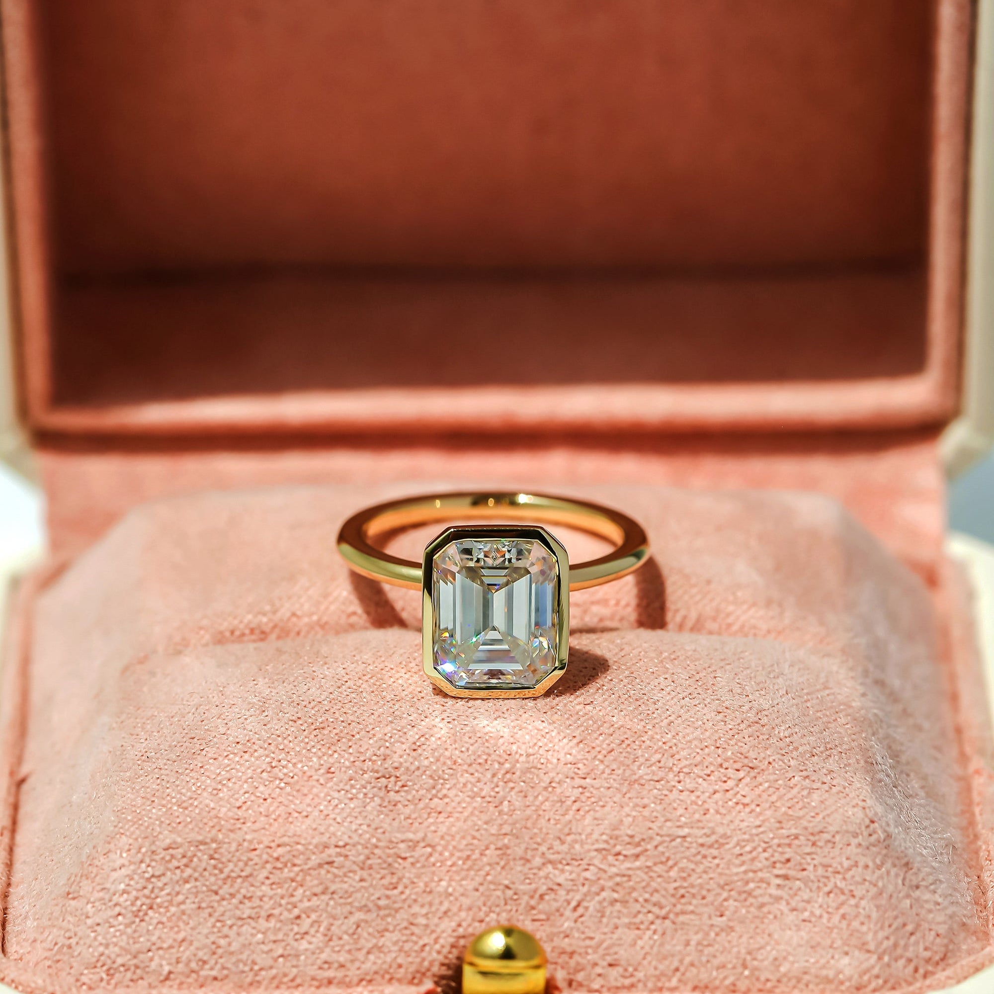 Kobelli 3.5ct Emerald Diamond Bezel Solitaire Engagement Ring
