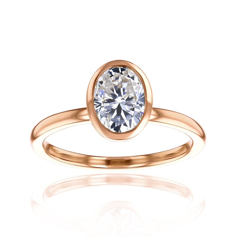 Kobelli 1 Carat Oval Diamond Bezel Solitaire Engagement Ring
