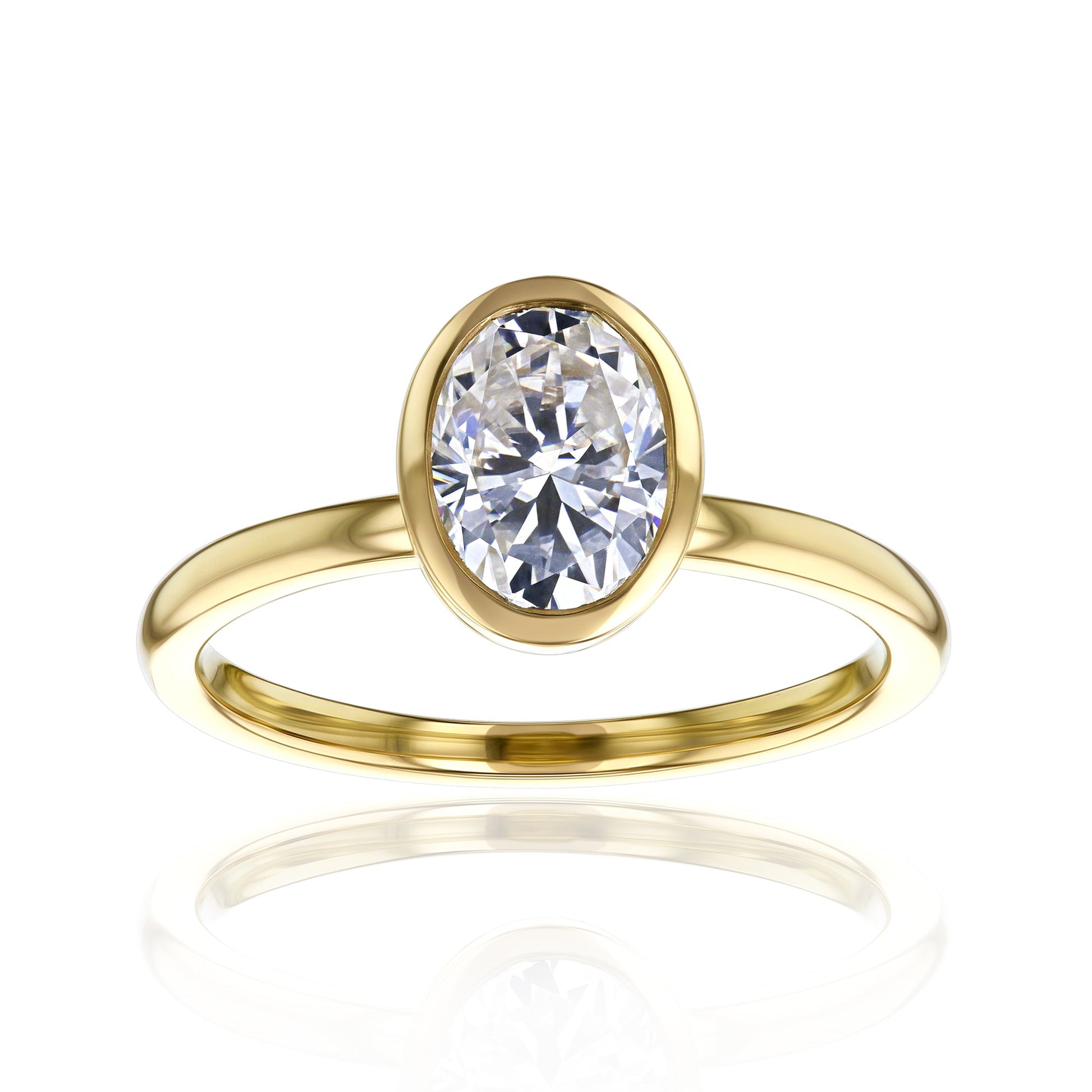 Kobelli 1 Carat Oval Diamond Bezel Solitaire Engagement Ring