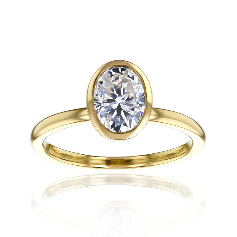 Kobelli 1 Carat Oval Diamond Bezel Solitaire Engagement Ring