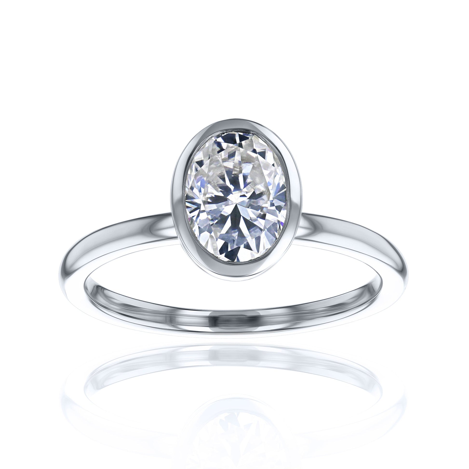 Kobelli 1 Carat Oval Diamond Bezel Solitaire Engagement Ring
