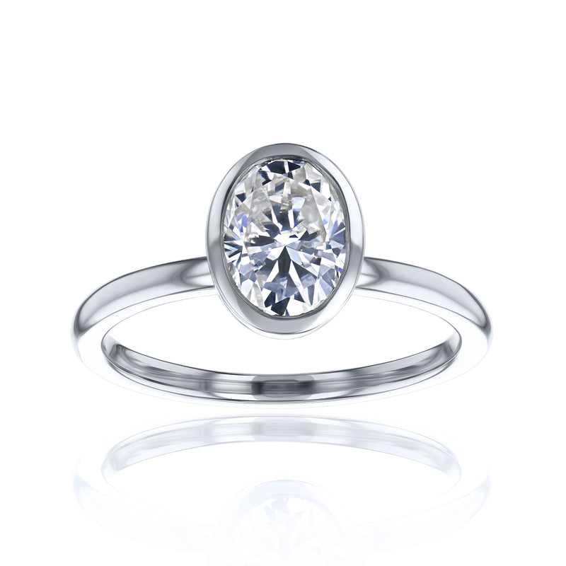Kobelli 1 Carat Oval Diamond Bezel Solitaire Engagement Ring
