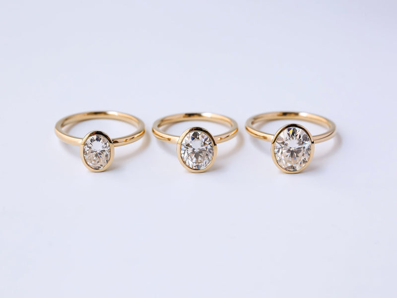 Kobelli Oval Diamond Bezel Solitaire Engagement Rings