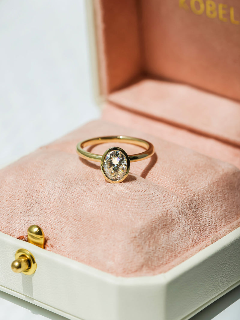 Kobelli 1 Carat Oval Diamond Bezel Solitaire Engagement Ring