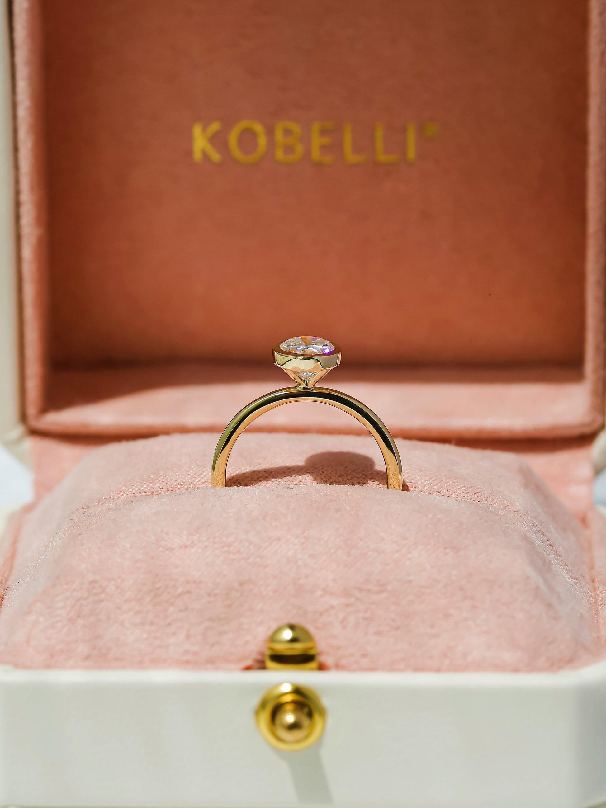 Kobelli 1 Carat Oval Diamond Bezel Solitaire Engagement Ring