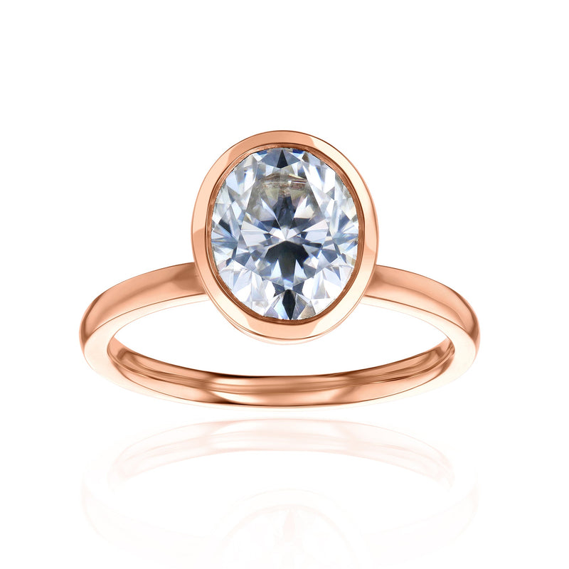 Kobelli 2 Carat Oval Diamond Bezel Solitaire Engagement Ring