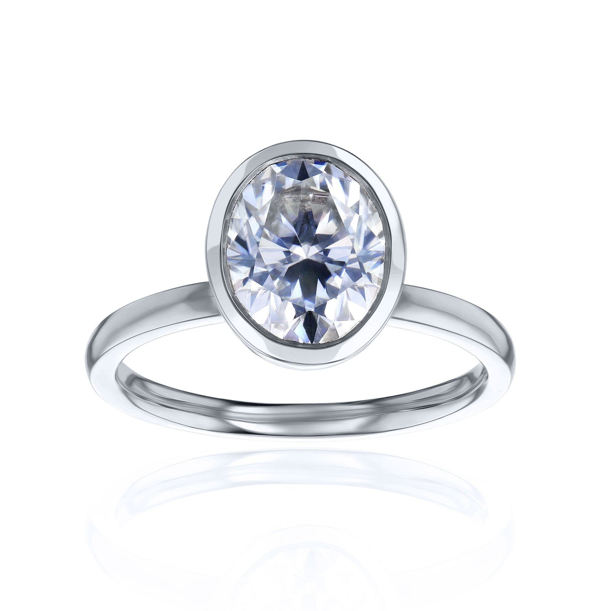 Kobelli 2 Carat Oval Diamond Bezel Solitaire Engagement Ring