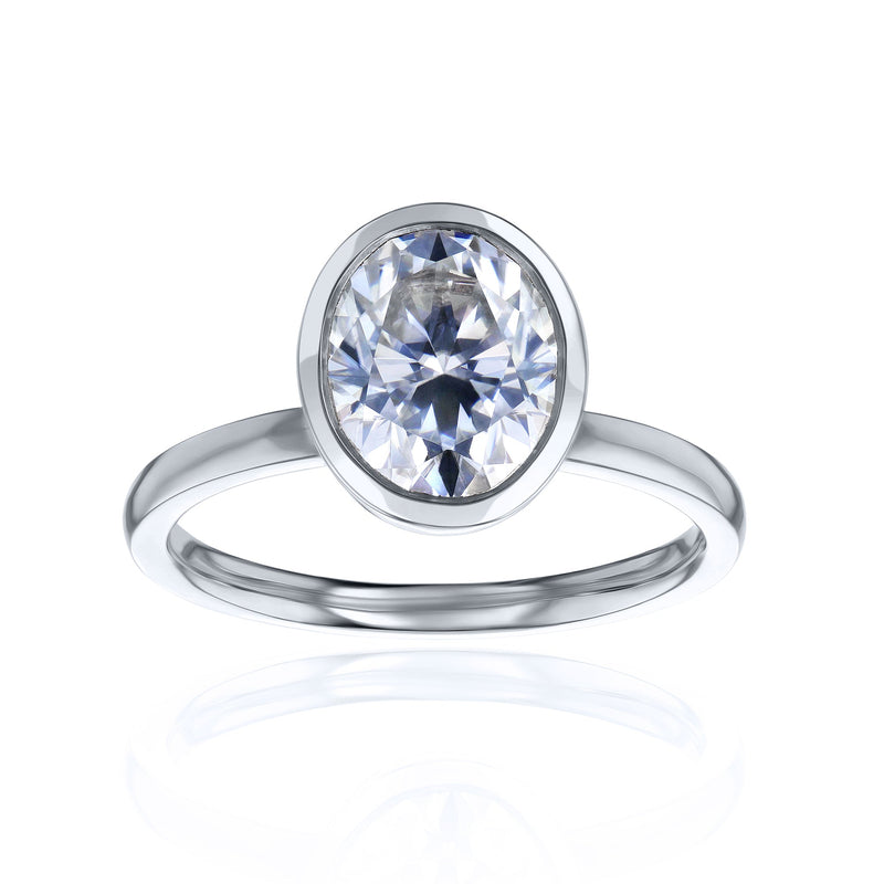 Kobelli 2 Carat Oval Diamond Bezel Solitaire Engagement Ring
