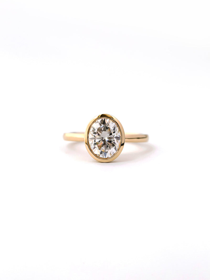 Kobelli 2 Carat Oval Diamond Bezel Solitaire Engagement Ring