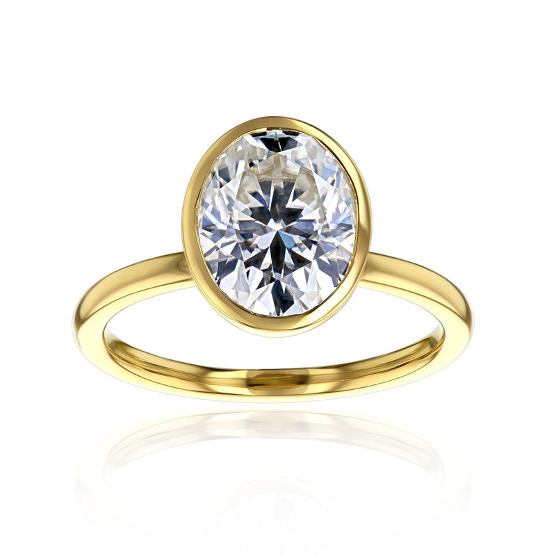 Kobelli 3 Carat Oval Diamond Bezel Solitaire Engagement Ring