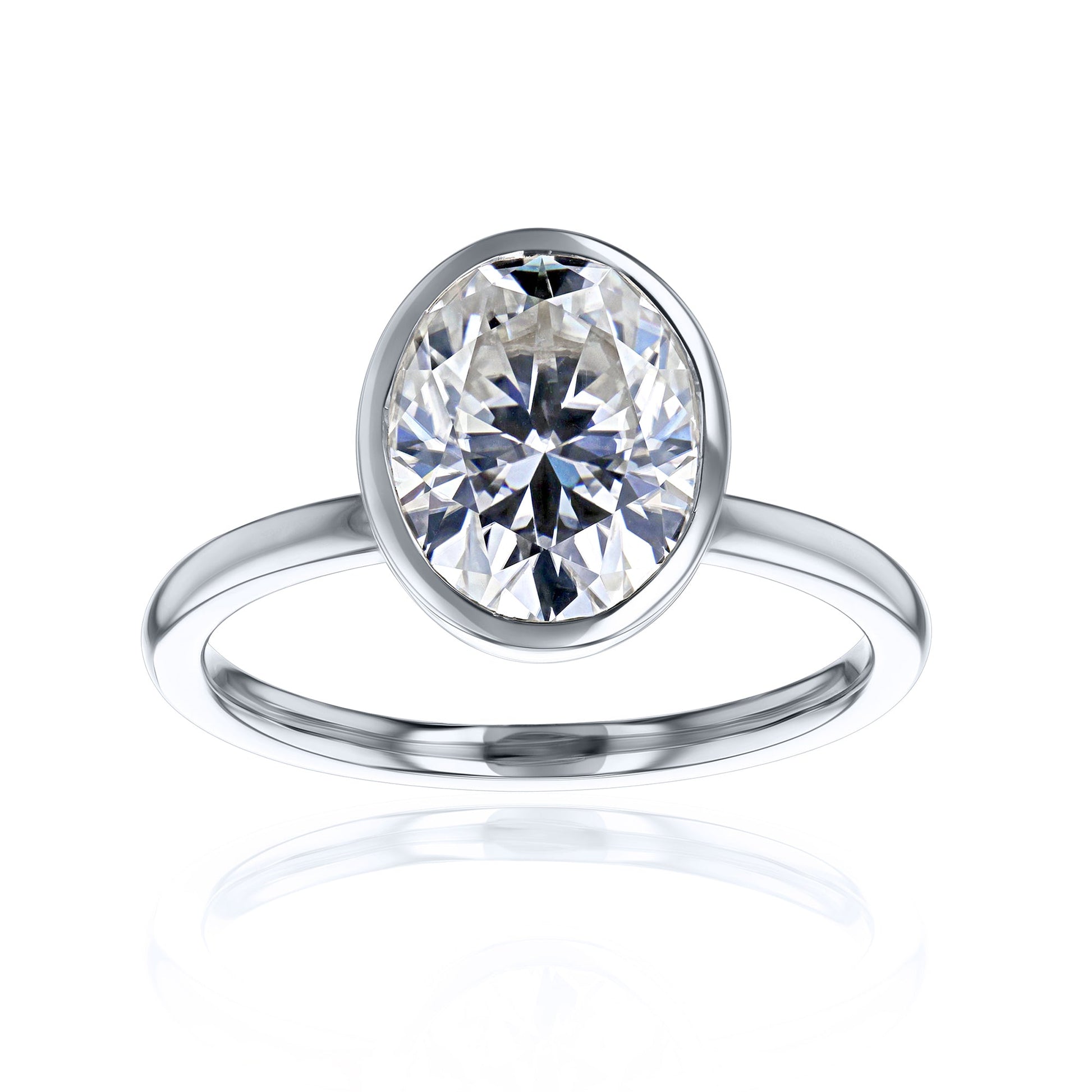 Kobelli 3 Carat Oval Diamond Bezel Solitaire Engagement Ring