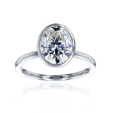 Kobelli 3 Carat Oval Diamond Bezel Solitaire Engagement Ring