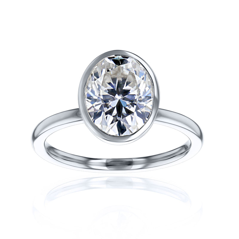Kobelli 3 Carat Oval Diamond Bezel Solitaire Engagement Ring
