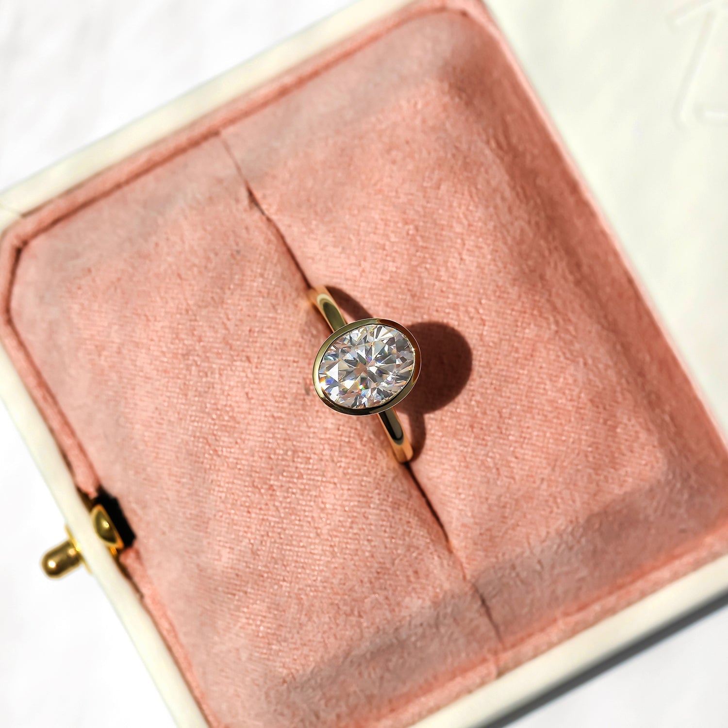 Kobelli 3 Carat Oval Diamond Bezel Solitaire Engagement Ring