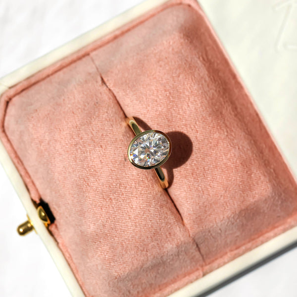 Kobelli 3 Carat Oval Diamond Bezel Solitaire Engagement Ring