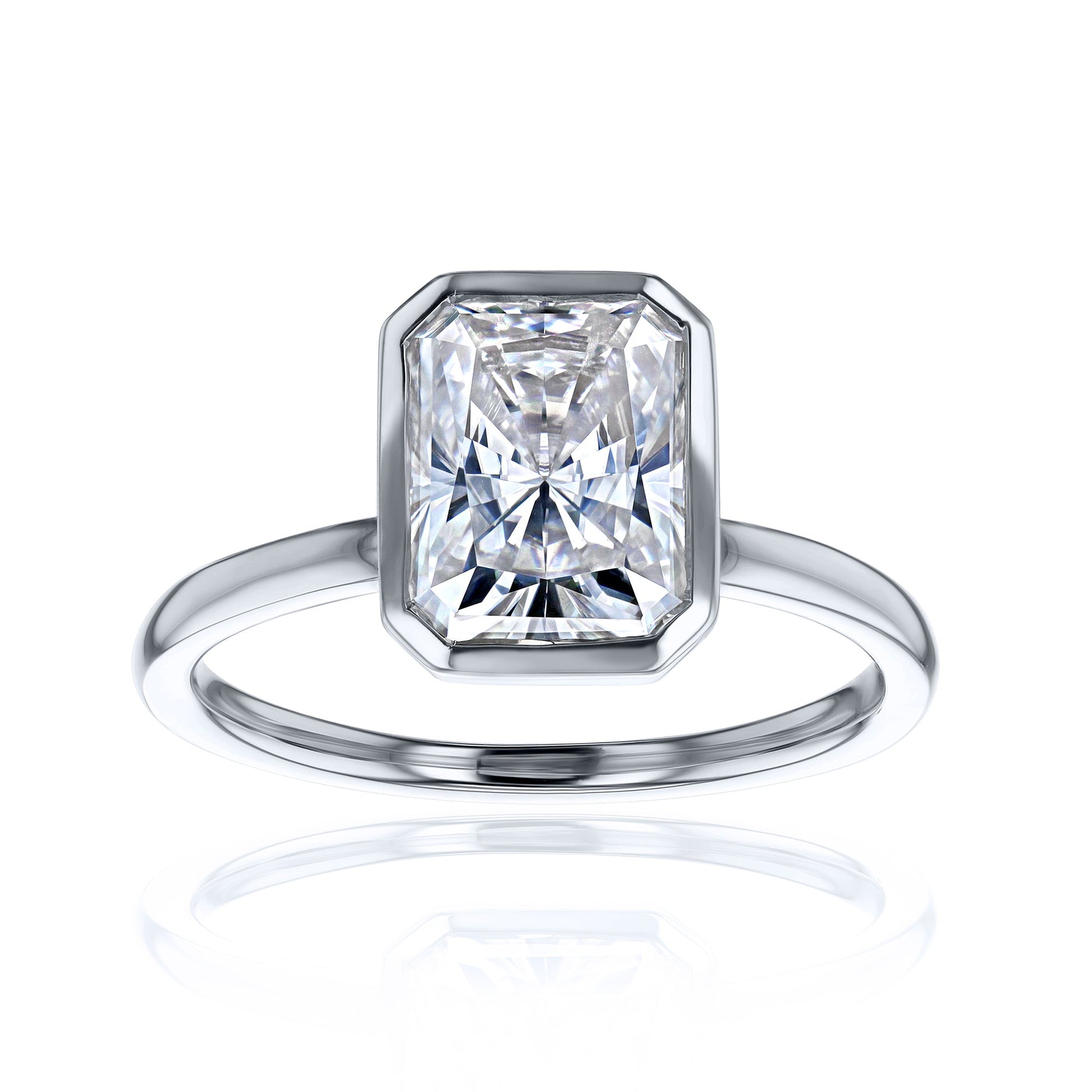 Kobelli 2.5ct Radiant Diamond Bezel Solitaire Engagement Ring