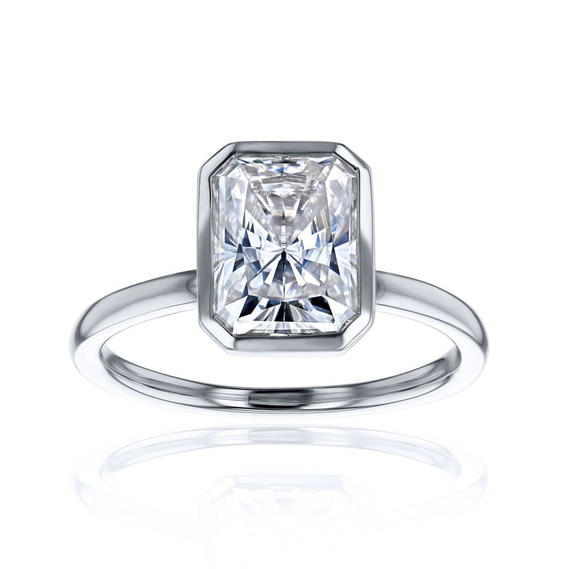 Kobelli 2.5ct Radiant Diamond Bezel Solitaire Engagement Ring