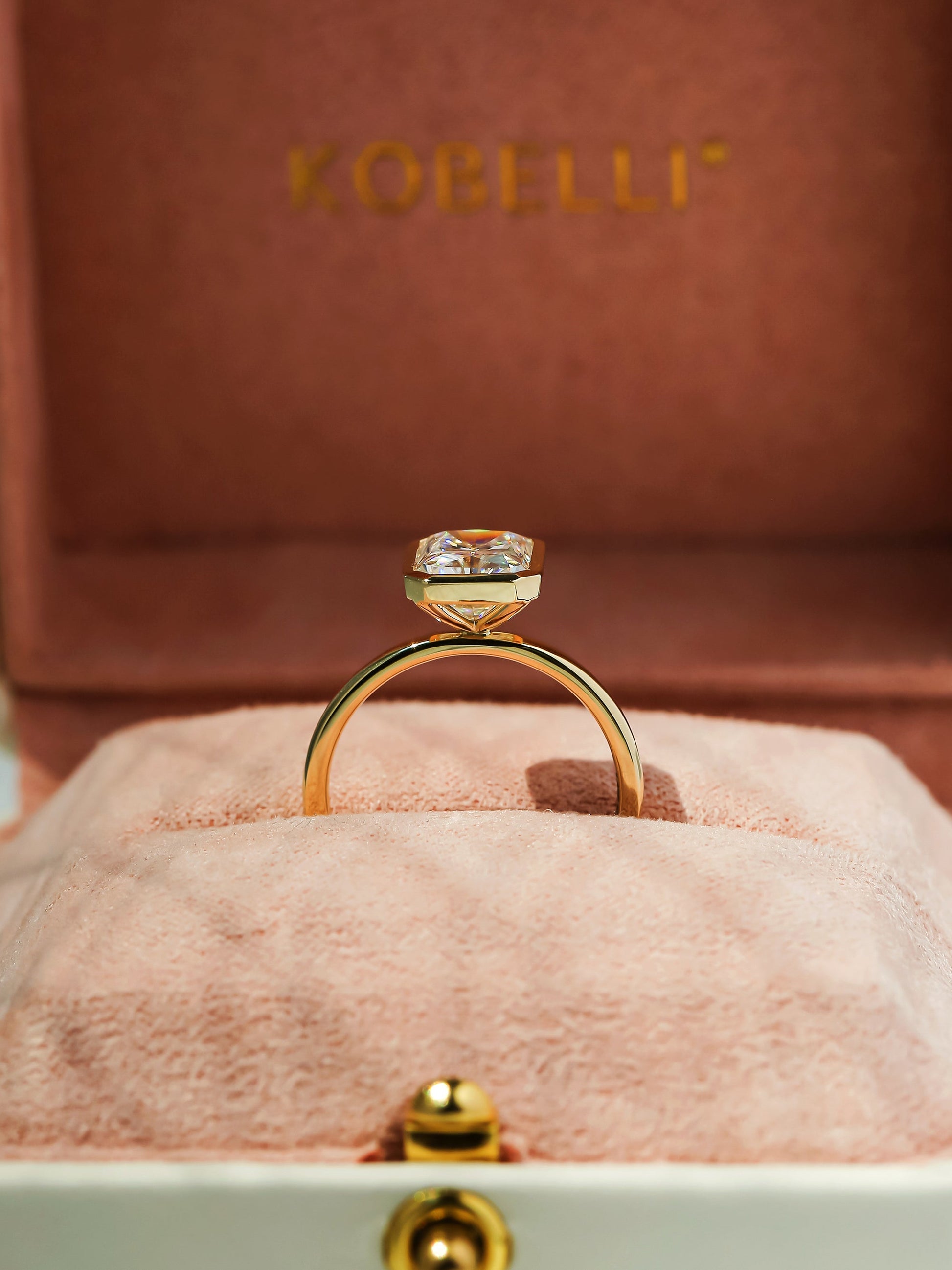 Kobelli 2.5ct Radiant Diamond Bezel Solitaire Engagement Ring