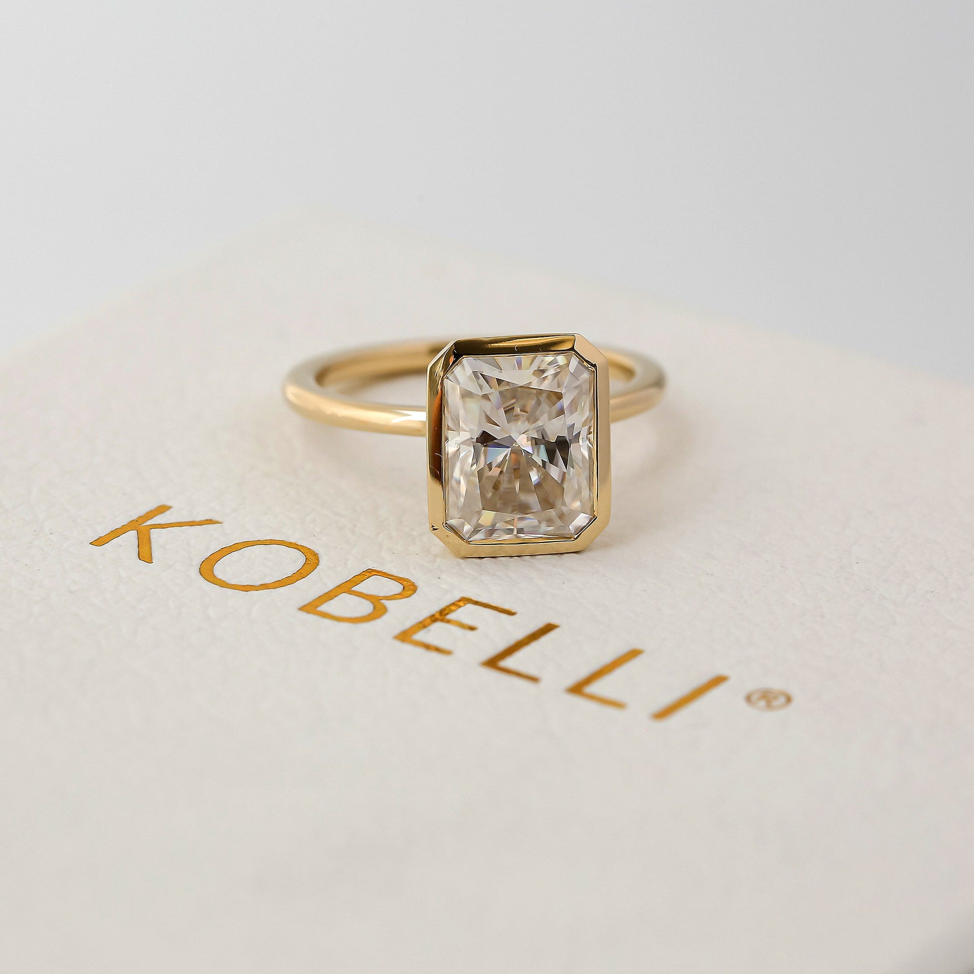 Kobelli 3.75ct Radiant Diamond Bezel Solitaire Engagement Ring