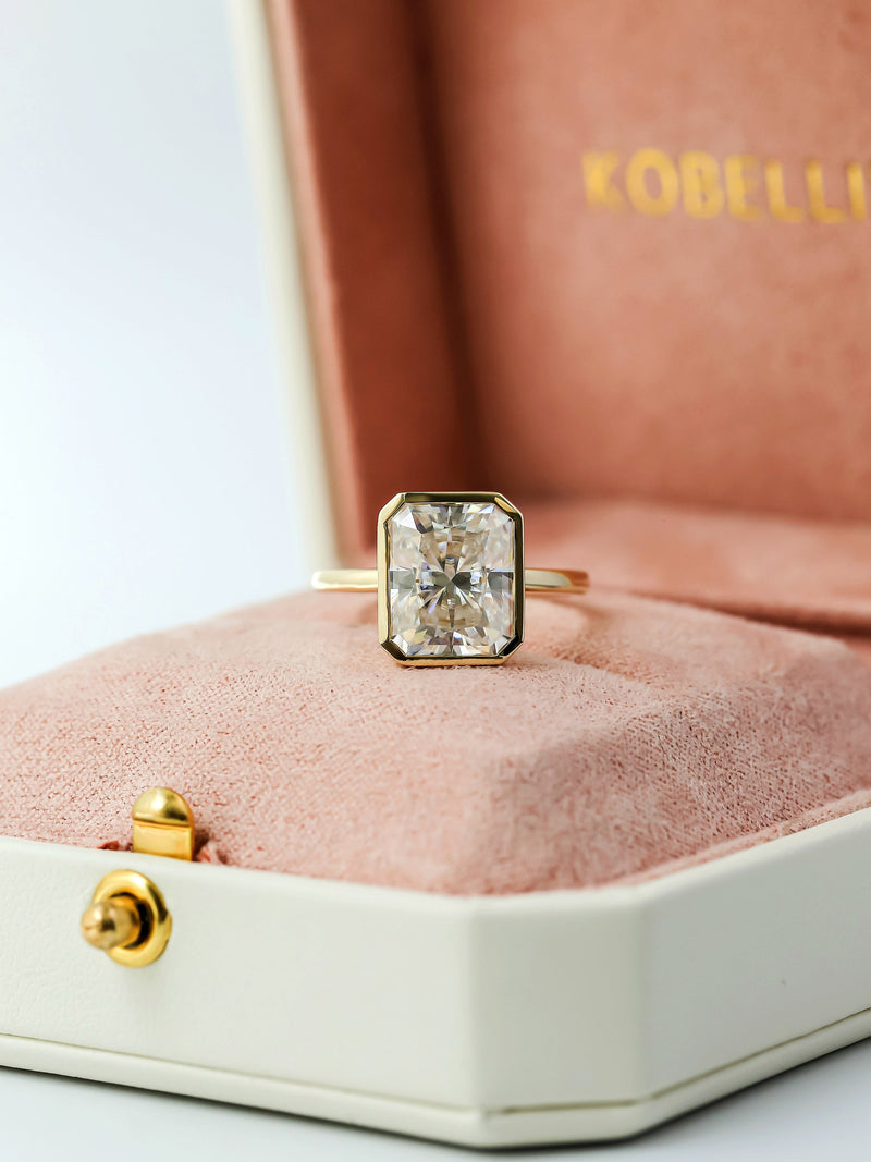 Kobelli 5.25ct Radiant Diamond Bezel Solitaire Engagement Ring