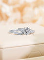 Engagement ring and curved wedding band in white gold option