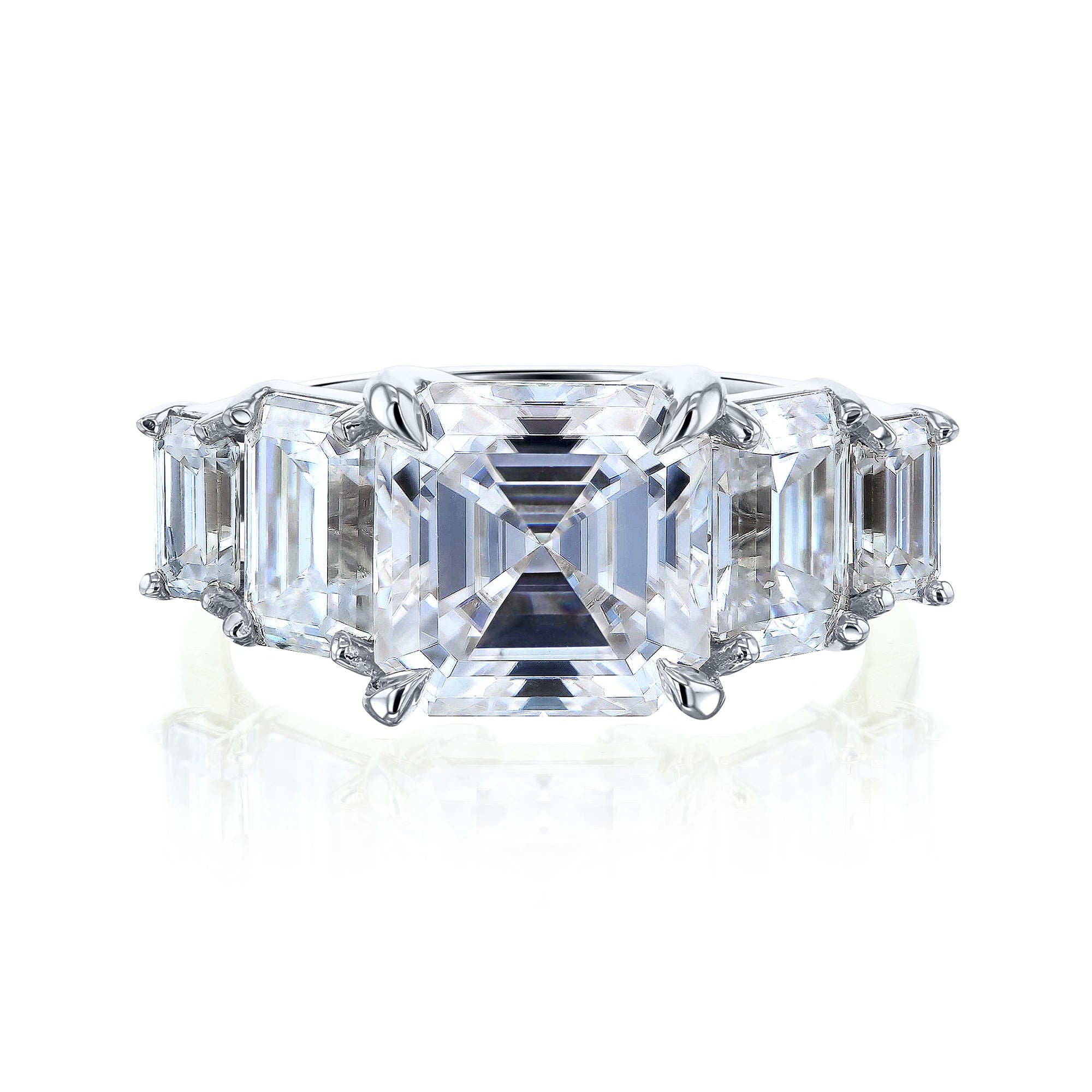 5-stone ring in white gold