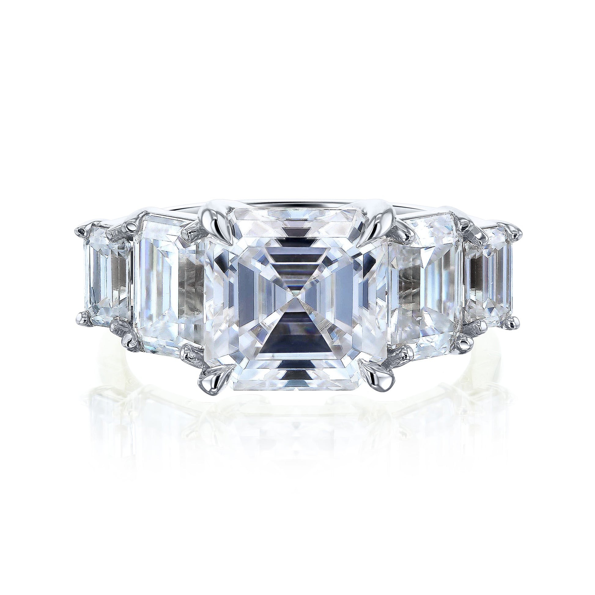 5-stone ring in white gold