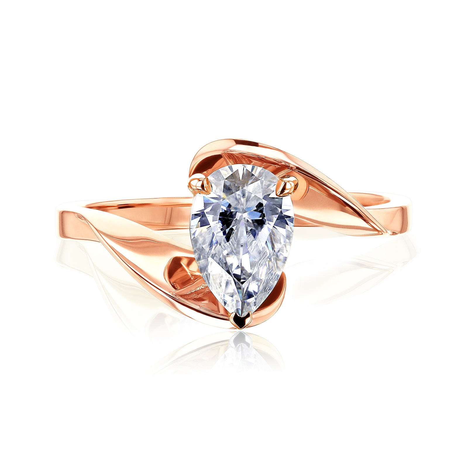 1.5 Carat Pear Solitaire Fan Ring