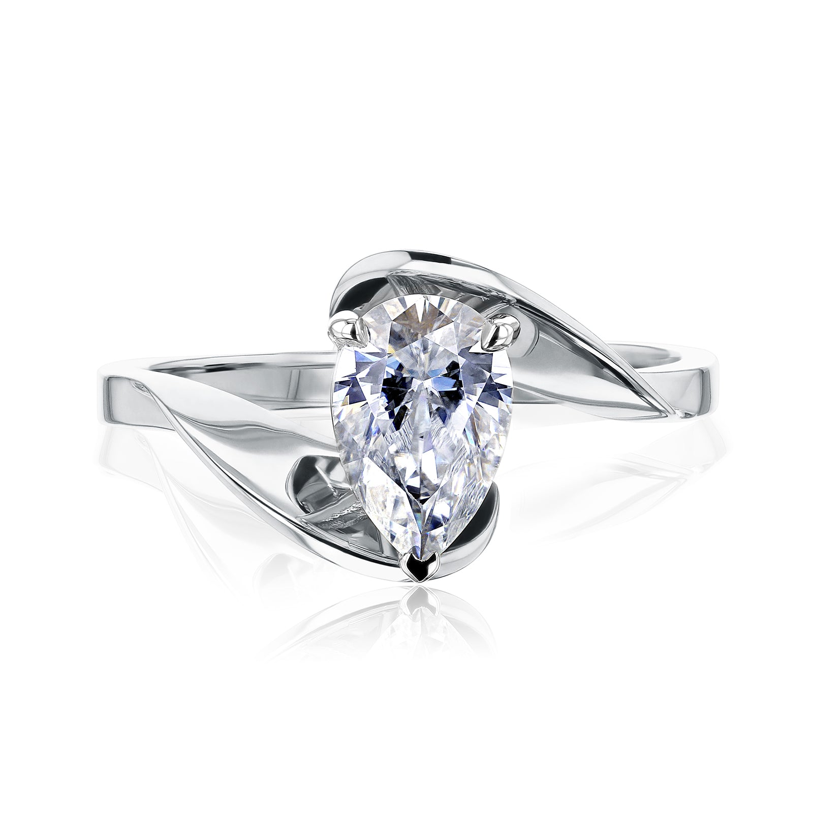 1.5 Carat Pear Solitaire Fan Ring