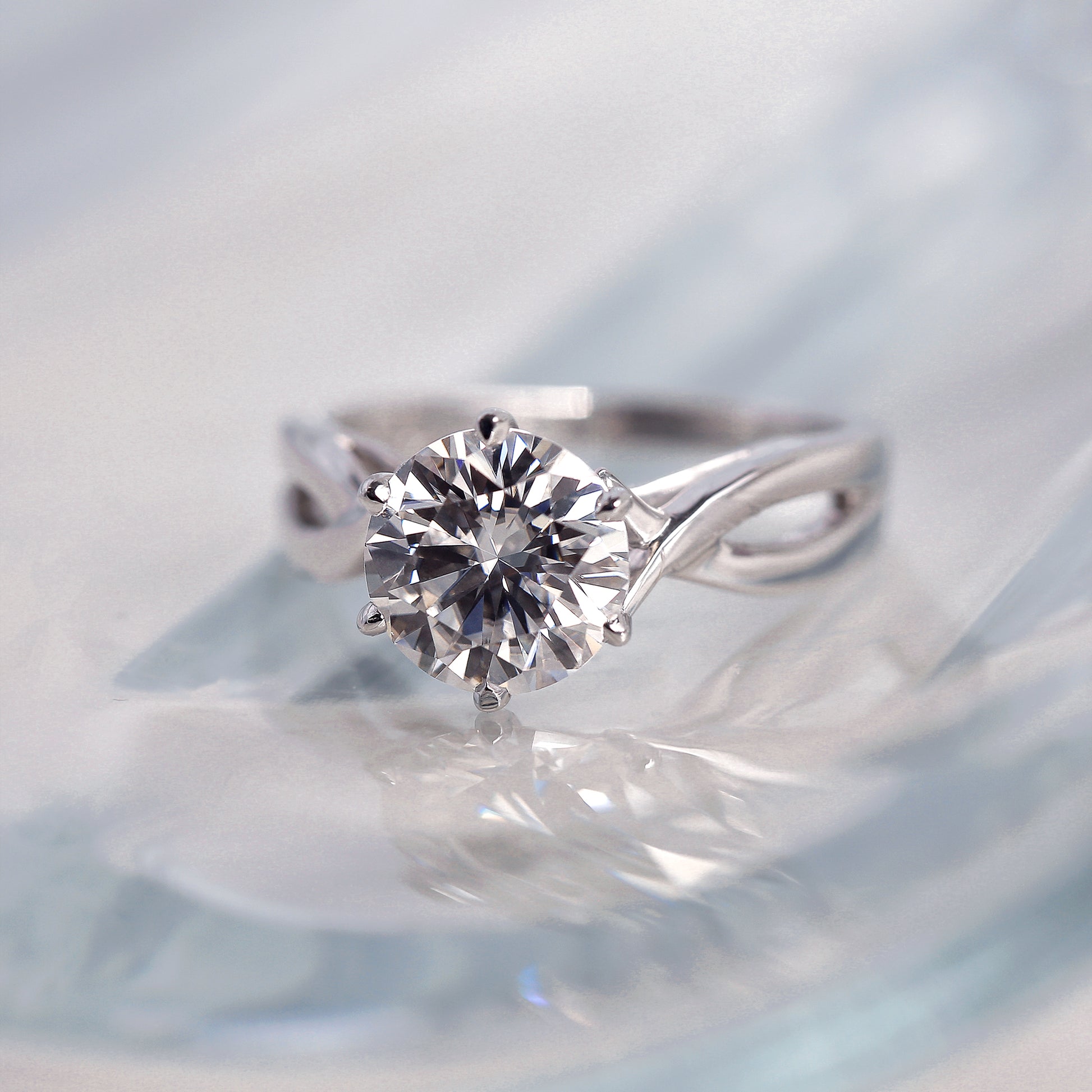 2 Carat Moissanite Crossover Solitaire Ring
