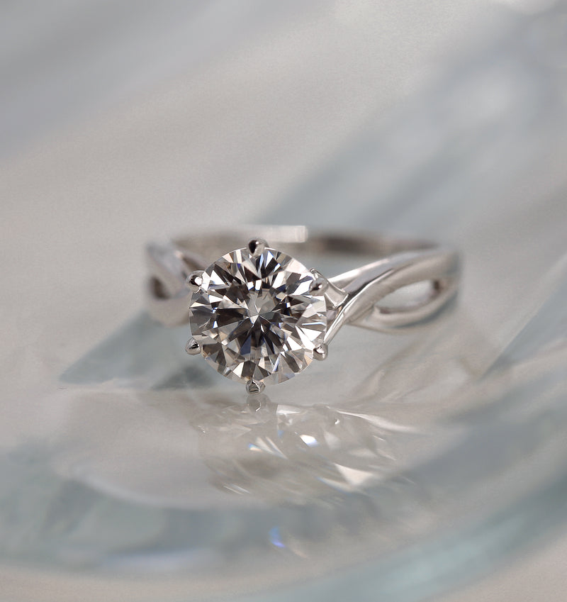 1.9ct Moissanite 6-Prong Crossover Solitaire Ring
