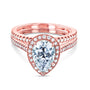 Pear Halo Original Bridal Ring & Matching Wedding Band in rosegold metal