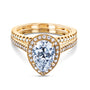 Pear Halo Original Bridal Ring & Matching Wedding Band in yellow gold metal