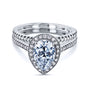 Pear Halo Original Bridal Ring & Matching Wedding Band in white gold metal