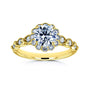 Kobelli Round Moissanite and Diamond Floral Engagement Ring 1 1/3 CTW 14k Yellow Gold
