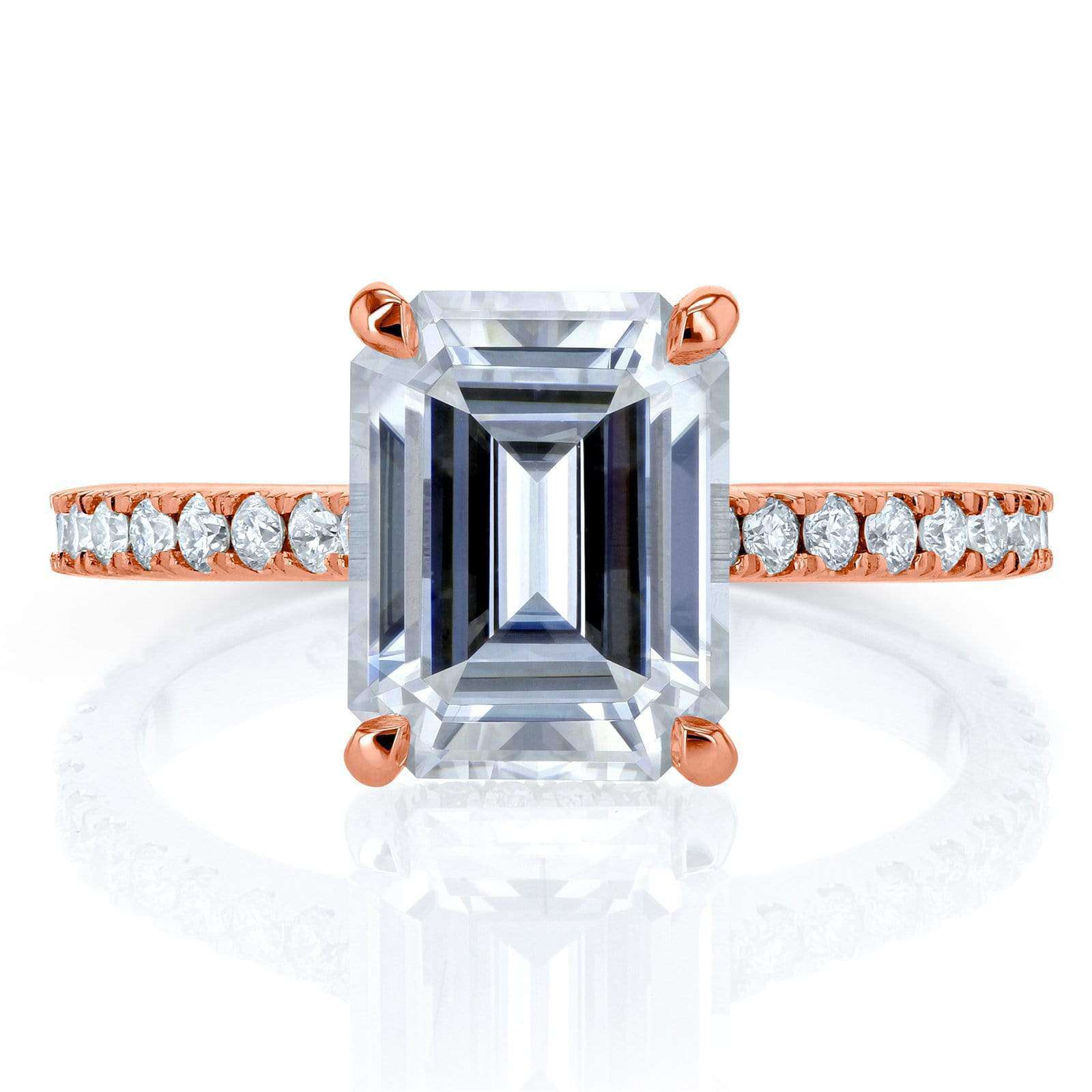 Kobelli 2.85 Carat Moissanite Emerald Drop Halo Tully Ring