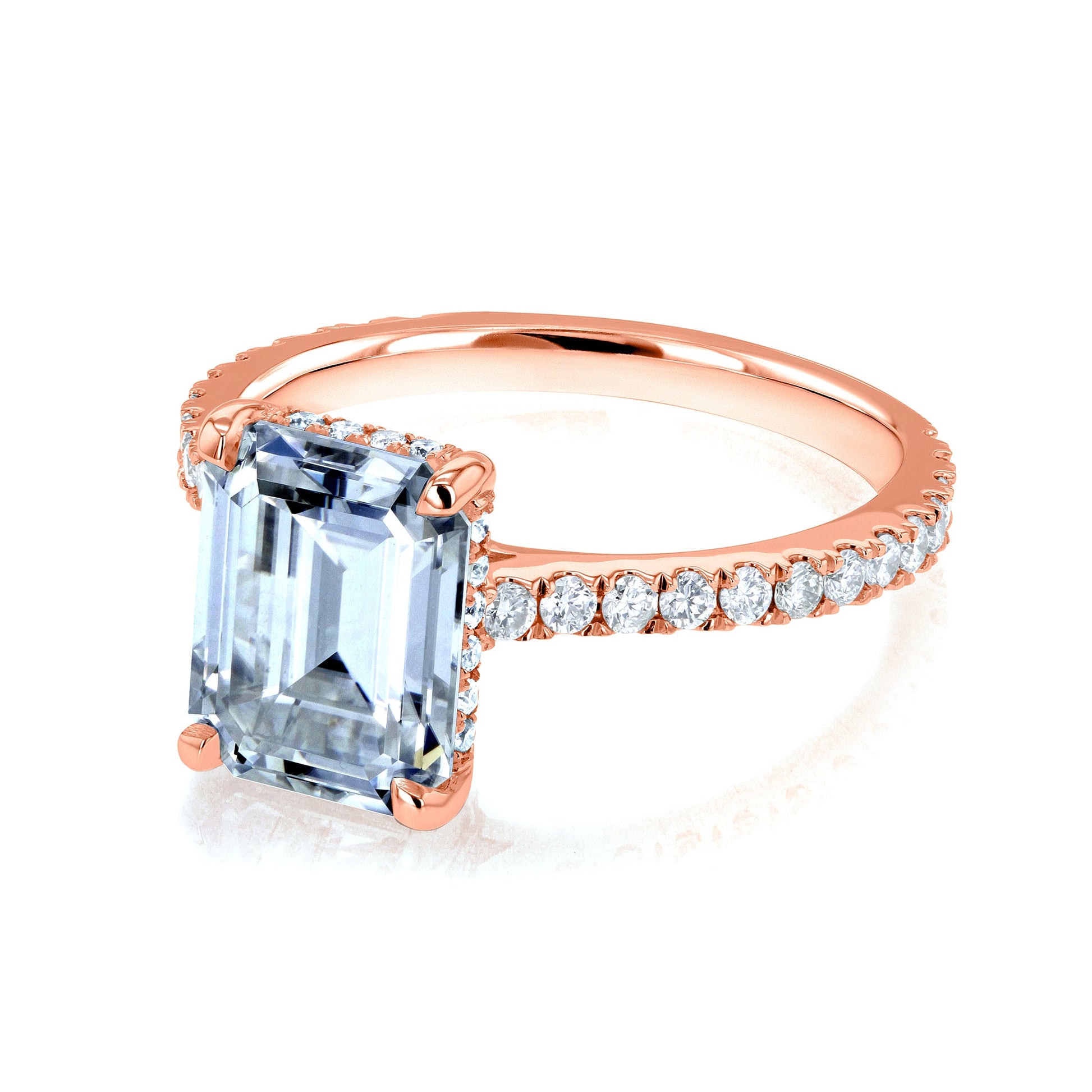 Kobelli 2.85 Carat Moissanite Emerald Drop Halo Tully Ring